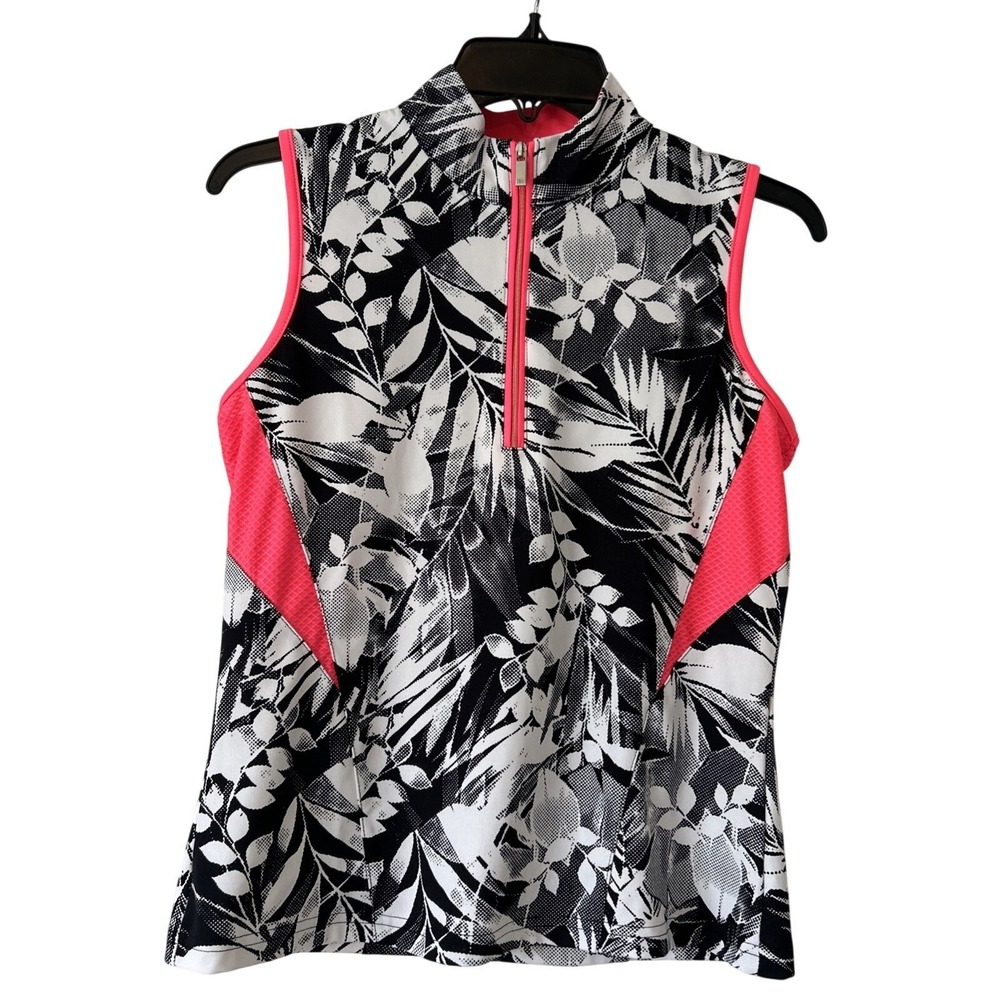 Tail Sleeveless Women's Golf shirt Zip Up Mock Neck‎ Sz S Active Wear Tropical